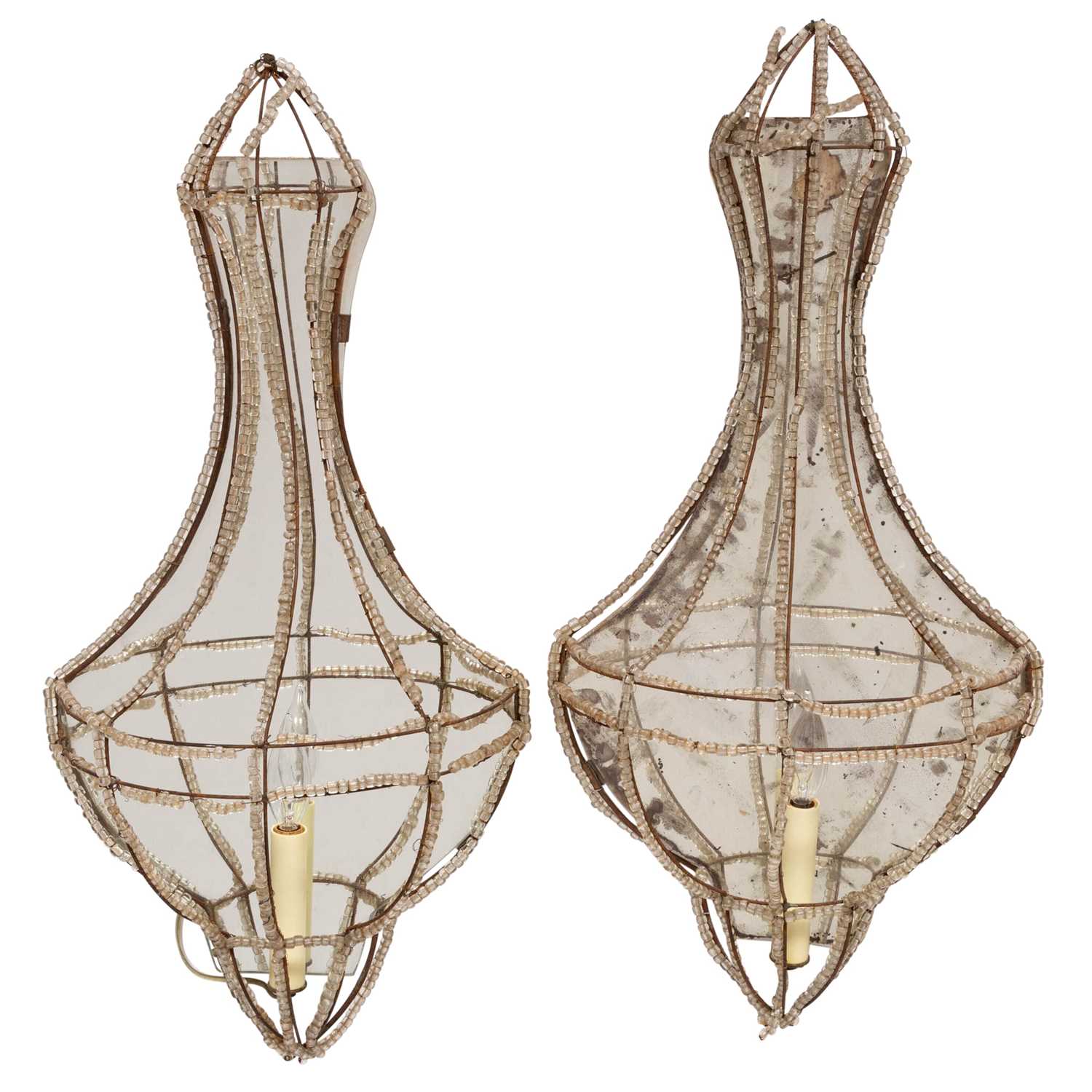 Lot 271 - Pair of Venetian Glass and Mirrored Sconces