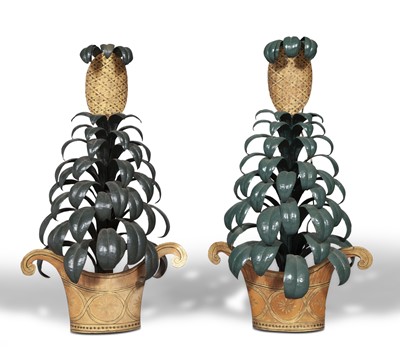 Lot 203 - Pair of Painted Tôle Pineapple Sconces