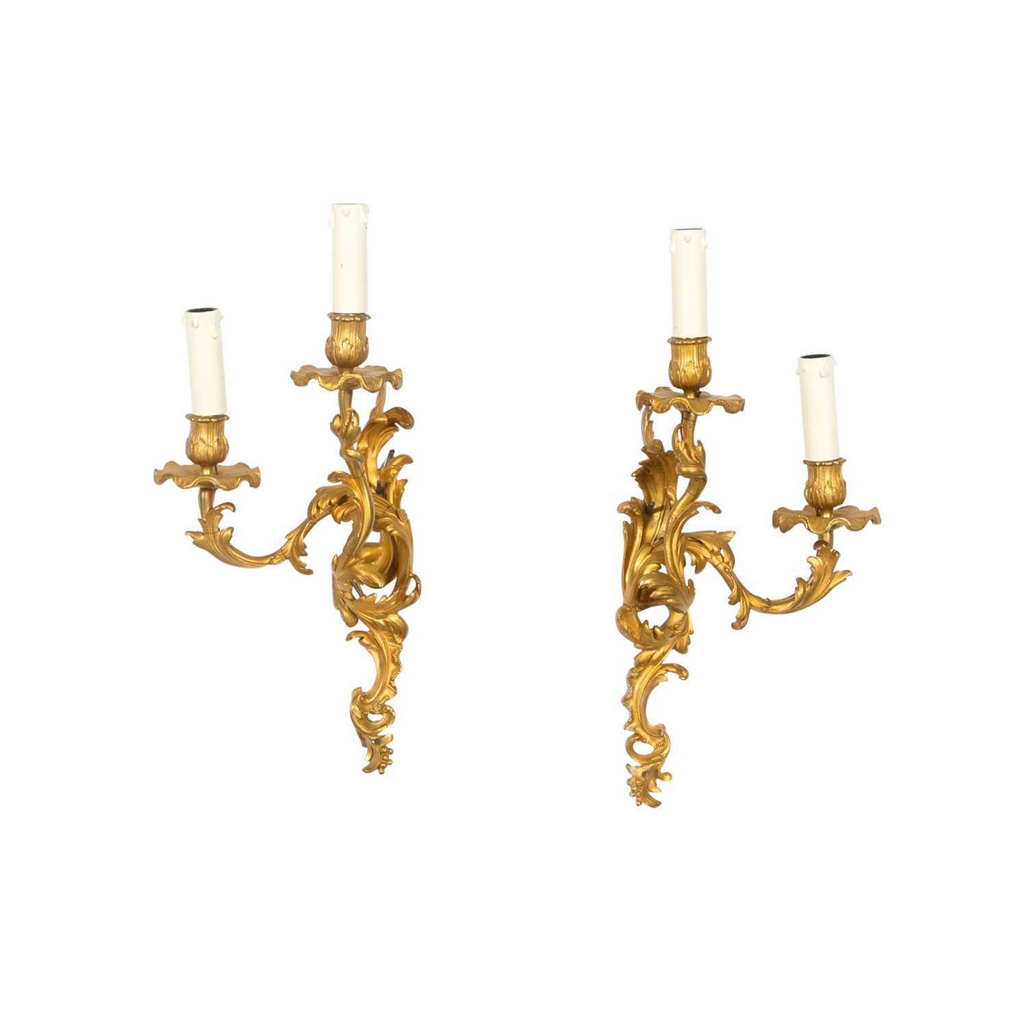 Lot 240 - Pair of Louis XV Style Gilt-Metal Two-Light Sconces