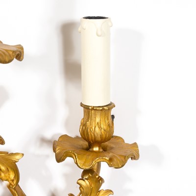 Lot 240 - Pair of Louis XV Style Gilt-Metal Two-Light Sconces