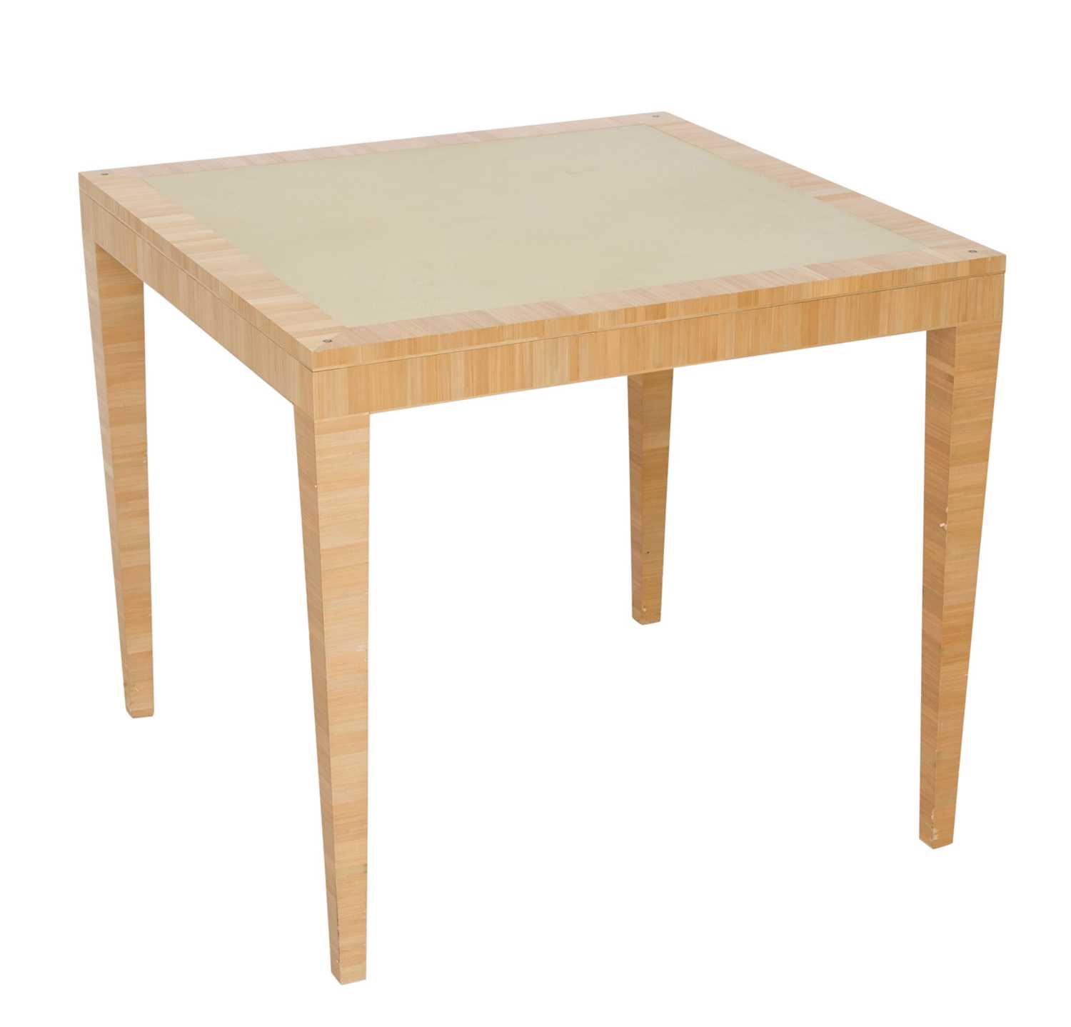 Lot 647 - Peter Marino Leather Inset and Straw Veneered Games Table