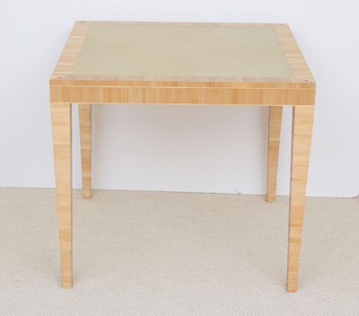 Lot 647 - Peter Marino Leather Inset and Straw Veneered Games Table