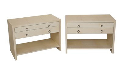 Lot 669 - Pair of Peter Marino Vellum Covered Two-Drawer Bedside Tables
