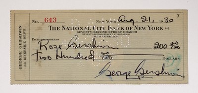 Lot 5206 - With a check signed by Gershwin