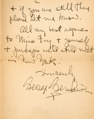 Lot 5205 - Penned by Gershwin while writing Porgy and Bess
