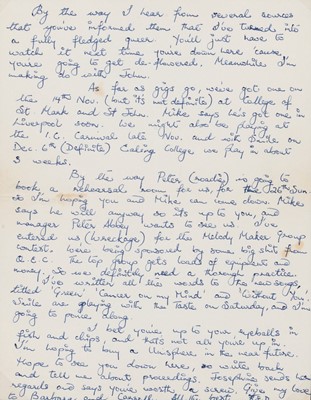 Lot 5042 - An important 1969 letter and drawing from Freddie Mercury to Ibex bandmate Mick "Miffer" Smith
