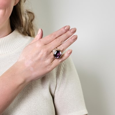 Lot 24 - Gold, Amethyst and Diamond Ring