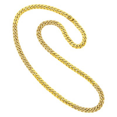 Lot 151 - Fred Long Gold and Diamond Curb Link Chain Necklace