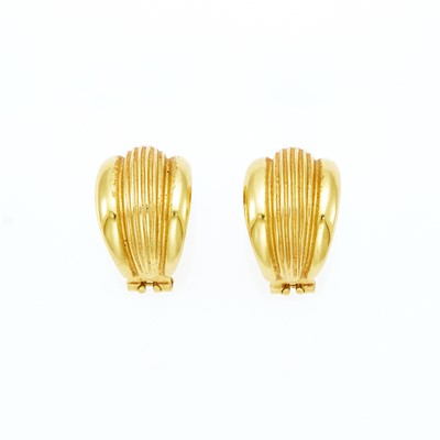 Lot 2046 - Pair of Gold Half-Hoop Earrings