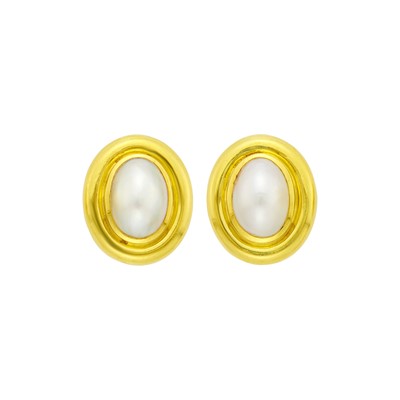 Lot 1031 - Tiffany & Co., Paloma Picasso Pair of Gold and Mabé Pearl Earrings