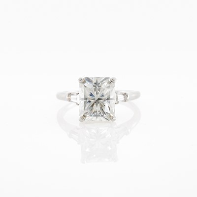 Lot 2233 - Platinum, Moissanite and Diamond Ring