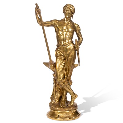 Lot 386 - Gilt-Bronze Figure of a Male Laborer Titled "Le Travail"