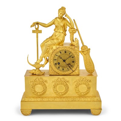 Lot 268 - Empire Gilt-Metal and Gilt-Bronze Figural Mantel Clock