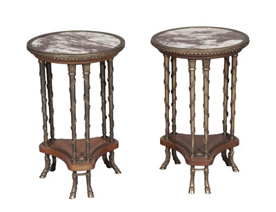 Lot 394 - Pair of Empire Style Gilt-Metal, Wood, and Marble Top Gueridons