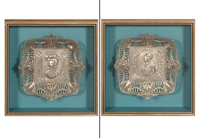 Lot 232 - Pair of Framed Continental Silver Portrait Plates