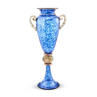 Lot 69 - Venetian Style Blown and Applied Glass Two-Handled Vase