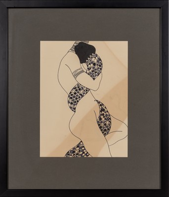 Lot 225 - A group of three erotic drawings of couples embracing