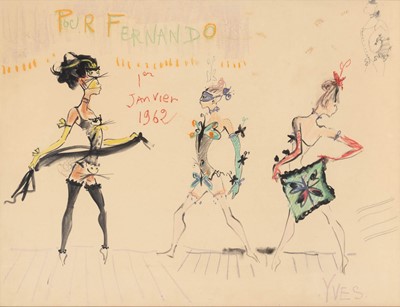 Lot 227 - A costume design for Les Ballets Roland Petit, inscribed to Fernando Sanchez
