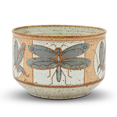 Lot 307 - Studio Pottery Dragonfly Painted Ceramic Jardiniere