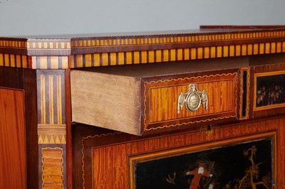 Lot 454 - Dutch Neoclassical  Satinwood, Parquetry and  Lacquer-Inset Secretaire a Abbatant
