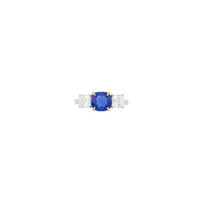 Lot 64 - Two-Color Gold, Sapphire and Diamond Ring