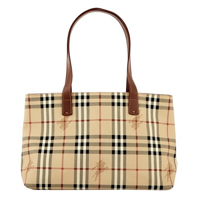 Lot 1164 - Burberry Coated Canvas Checkered Tote Bag