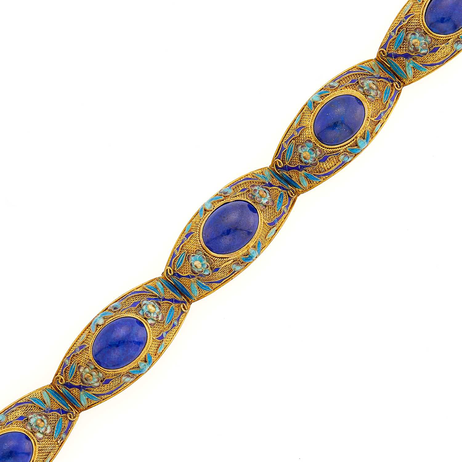 Lot 1135 - Gold, Lapis and Enamel Bracelet