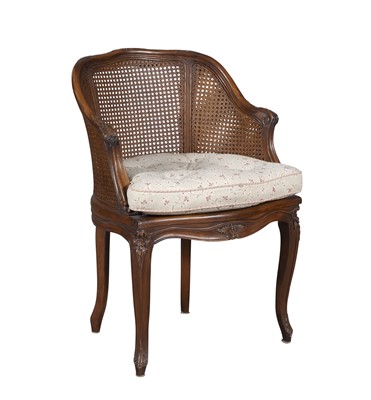 Lot 384 - Louis XV Style Fruitwood Bergere with Caned Back and Seat