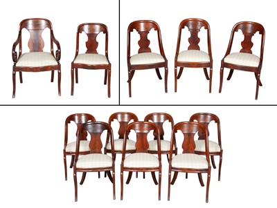 Lot 207 - Assembled Set of Twelve Late Classical Mahogany Dining Chairs