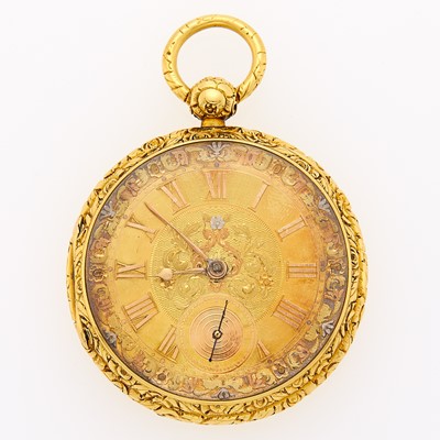 Lot 2281 - Variegated Gold Open Face Pocket Watch