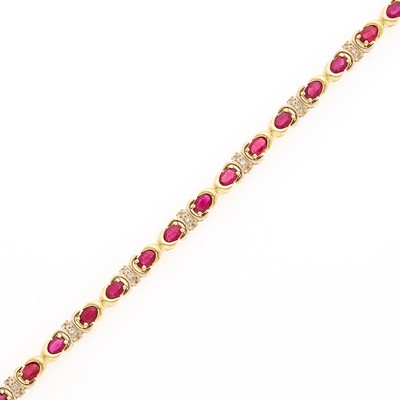 Lot 2227 - Gold, Ruby and Diamond Bracelet