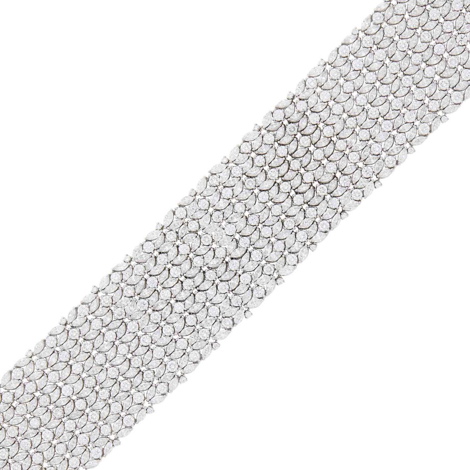 Lot 85 - Wide White Gold and Diamond Bracelet