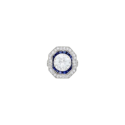 Lot 226 - Platinum, Diamond and Sapphire Ring