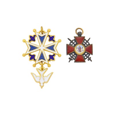Lot 654 - Russian Gold, Silver and Enamel Order of St. Anne Pendant