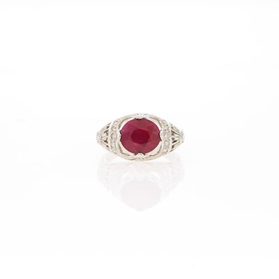 Lot 1069 - Platinum, Ruby and Diamond Ring