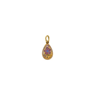 Lot 85 - Russian Gem-Set Gold Egg Pendant