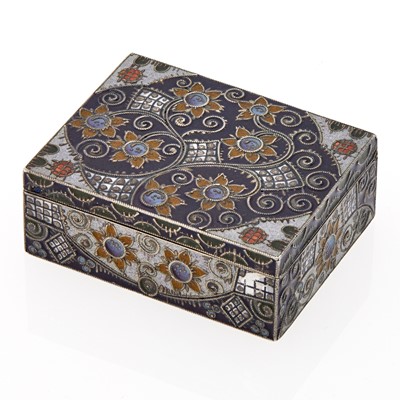 Lot 105 - Fabergé Silver and Cloisonné Enamel Covered Box