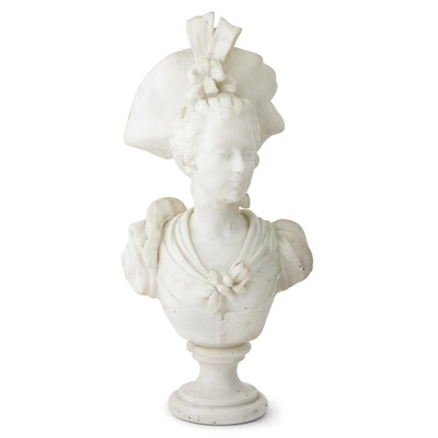 Lot 384 - Carved Carrara Marble Bust of Maiden