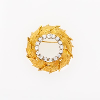 Lot 2229 - Gold and Diamond Wreath Pendant-Brooch