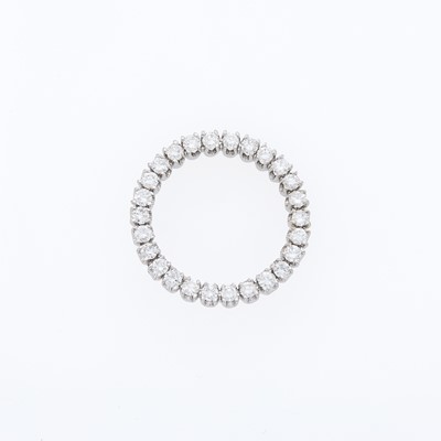 Lot 2214 - White Gold and Diamond Circle Pendant-Pin