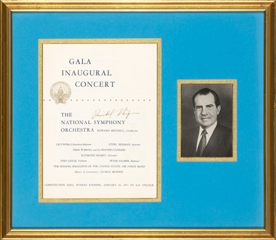 Lot 298 - Signed by Nixon on the evening of his second inauguration as Vice-President in 1957