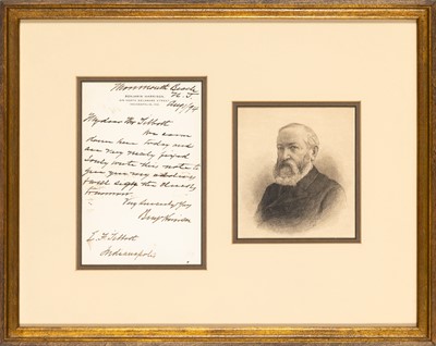 Lot 287 - A Benjamin Harrison autograph letter signed