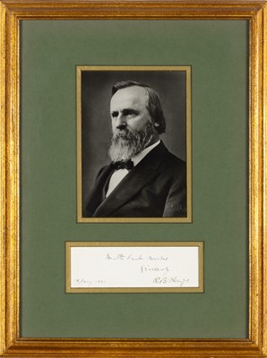 Lot 283 - A Rutherford B. Hayes inscription