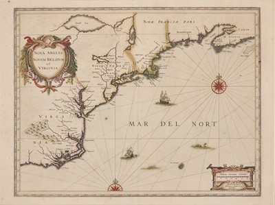 Lot 77 - An important  Jansson map of America, with the Great Lakes region