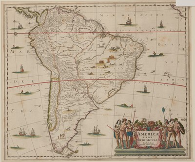 Lot 76 - An important and striking map by Jansson of South America