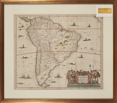 Lot 76 - An important and striking map by Jansson of South America