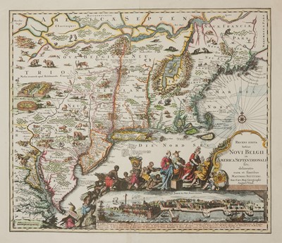 Lot 55 - A facsimile of Suetter's map of New England with the view of New Amsterdam
