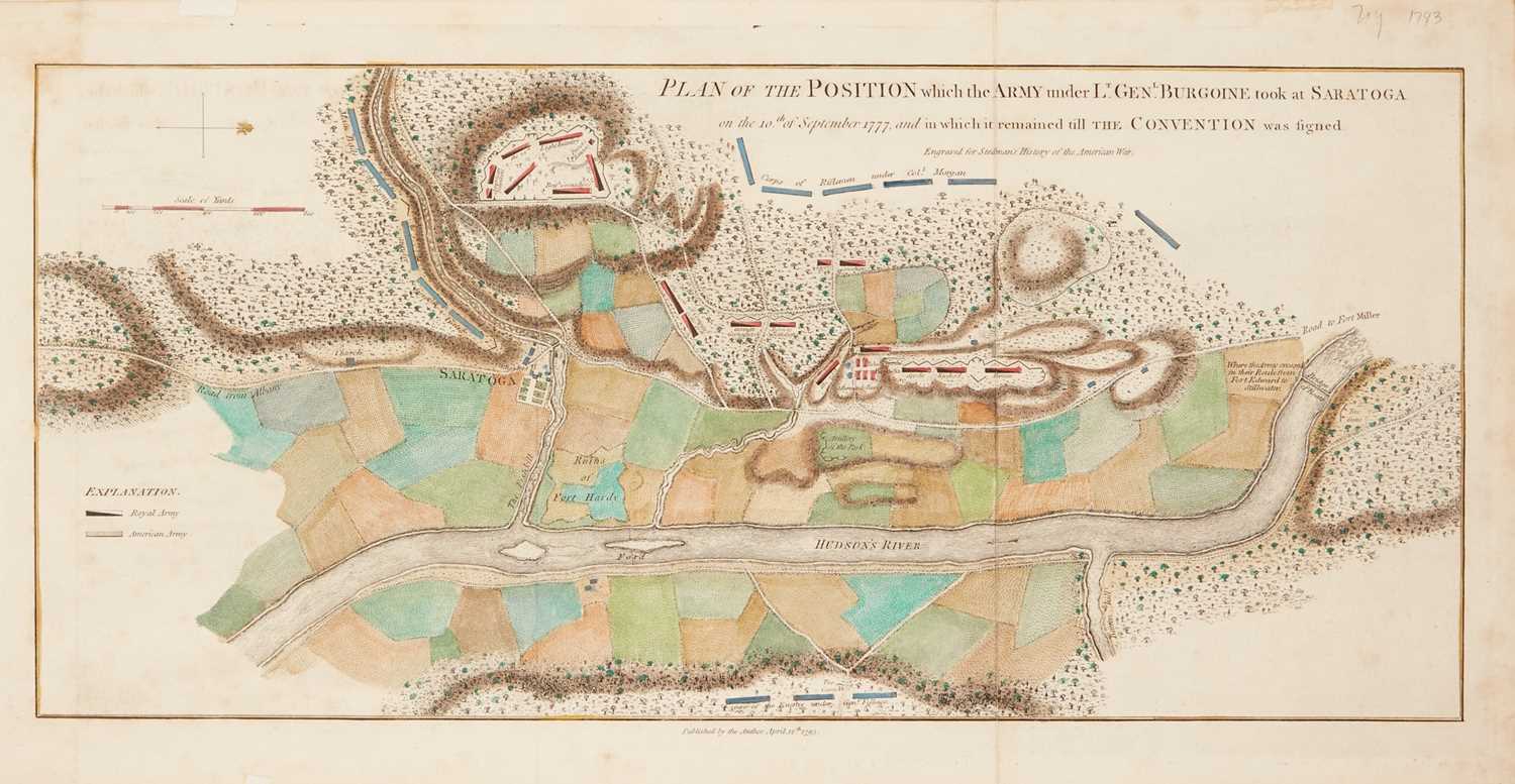 Lot 29 - A colored plan of the Battle of Saratoga