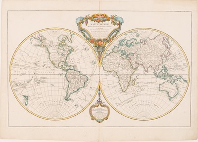 Lot 104 - A double-hemisphere world map