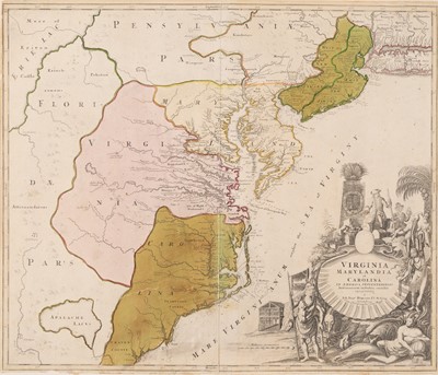 Lot 38 - An interesting and early Homann map of the eastern seaboard